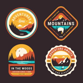 Free Vector | Flat adventure badges collection