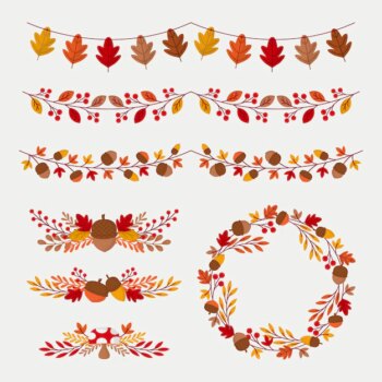 Free Vector | Flat autumn ornaments collection