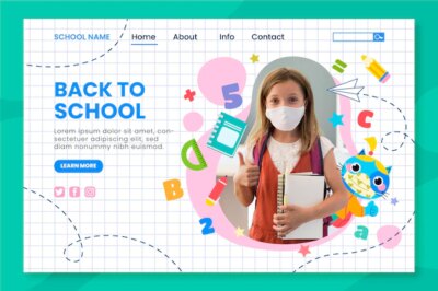 Free Vector | Flat back to school landing page template with photo