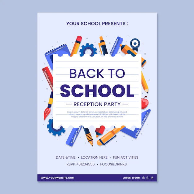 Free Vector | Flat back to school party vertical poster template