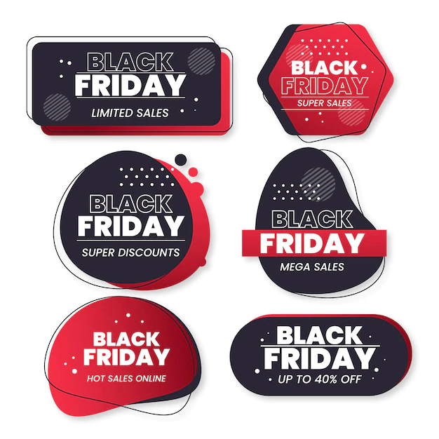 Free Vector | Flat black friday stickers collection