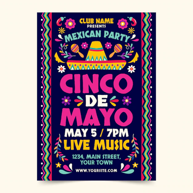 Free Vector | Flat cinco de mayo vertical poster template