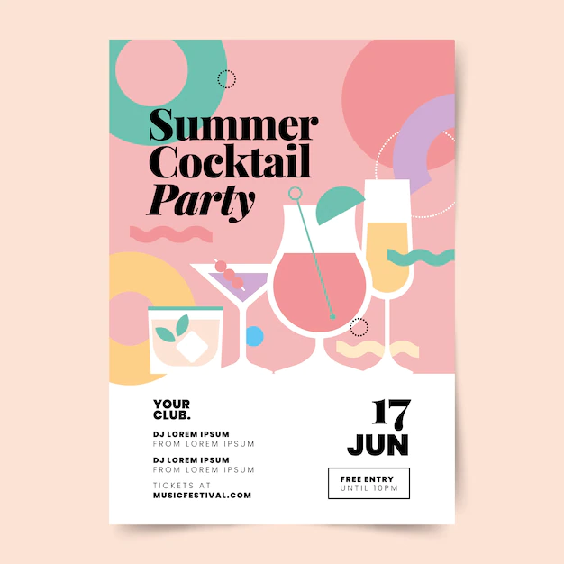 Free Vector | Flat design cocktail flyer template