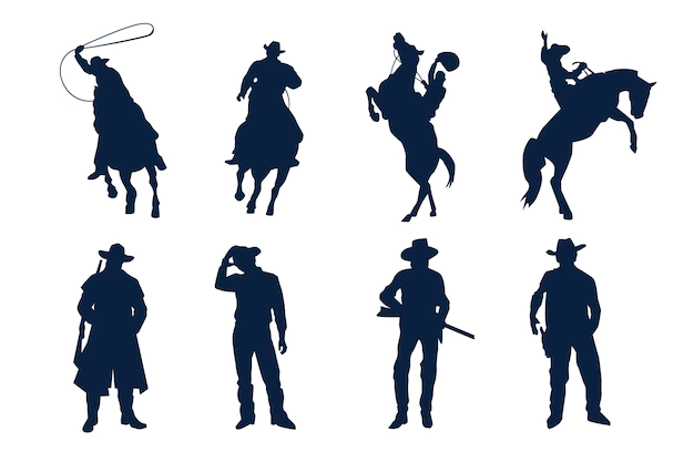 Free Vector | Flat design cowboy silhouette illustration