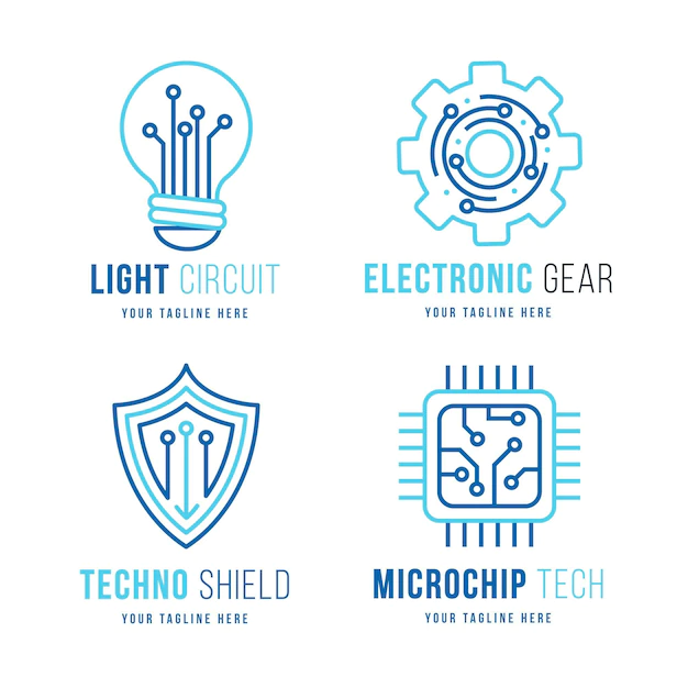 Free Vector | Flat design electronics logos pack