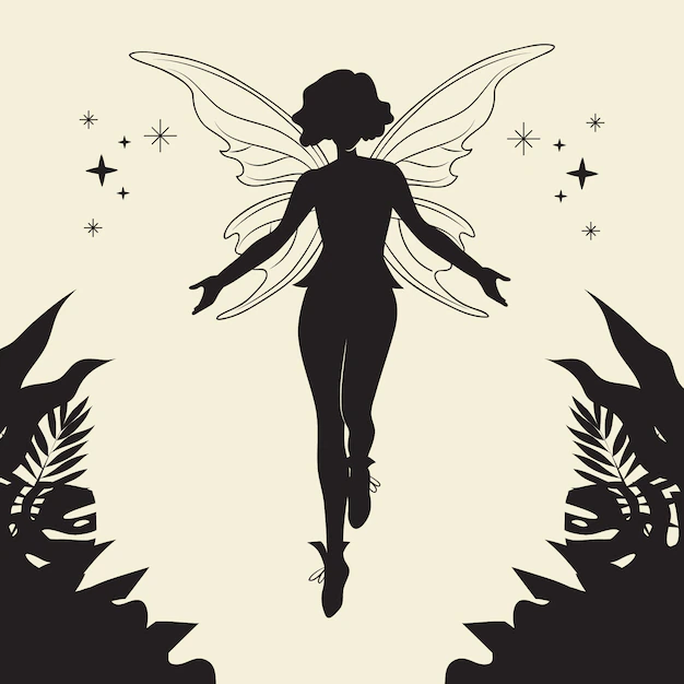 Free Vector | Flat design fairy silhouette illustration