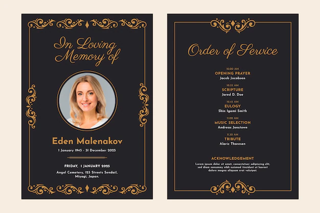 Free Vector | Flat design funeral order of service template