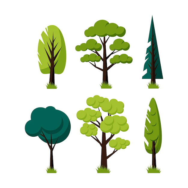 Free Vector | Flat design green type of trees