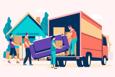 Free Vector | Flat design house moving concept with truck