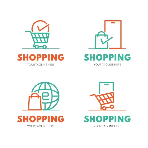 Free Vector | Flat design online shop logo collection