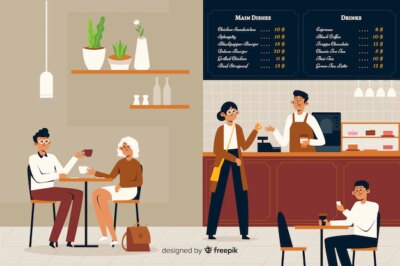 Free Vector | Flat design people sitting at cafe