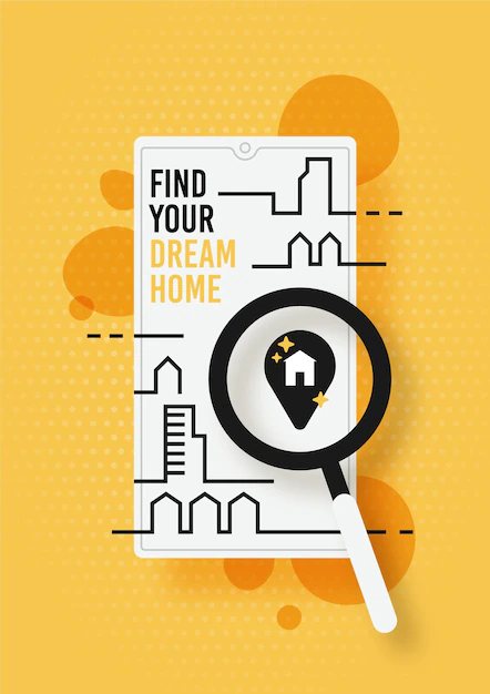Free Vector | Flat design real estate searching with magnifier