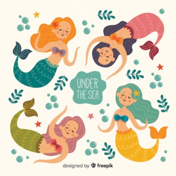 Free Vector | Flat design smiling mermaid collection