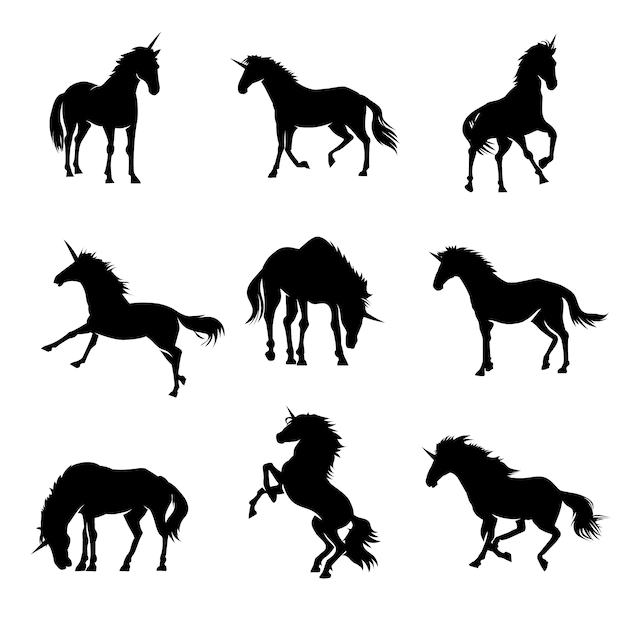 Free Vector | Flat design unicorn silhouette illustration