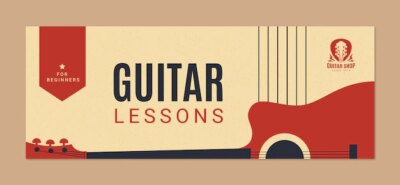 Free Vector | Flat design vintage guitar lessons template