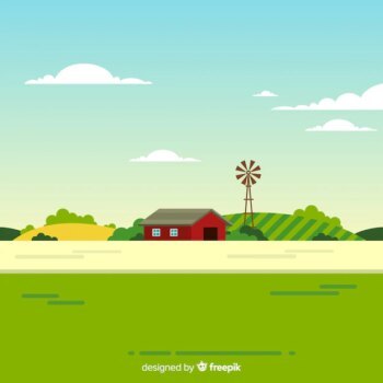 Free Vector | Flat farm landscape background