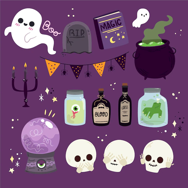 Free Vector | Flat halloween element collection