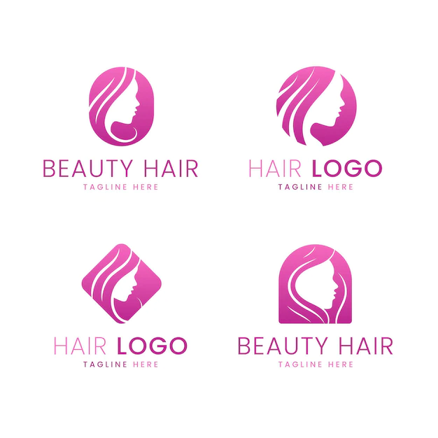 Free Vector | Flat-hand drawn hair salon logo set