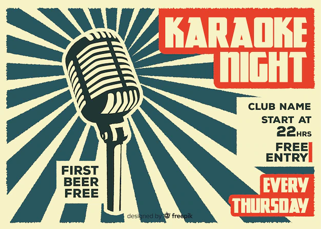 Free Vector | Flat karaoke night banner template