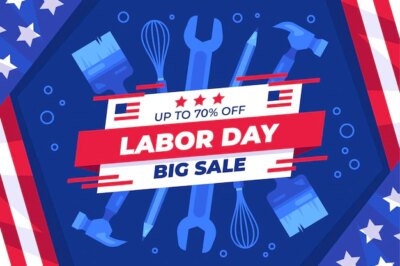 Free Vector | Flat labor day sale illustration