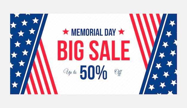 Free Vector | Flat memorial day sale horizontal banner template