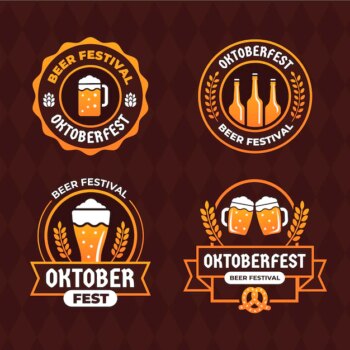 Free Vector | Flat oktoberfest labels collection