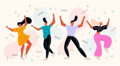 Free Vector | Flat people dancing with confetti