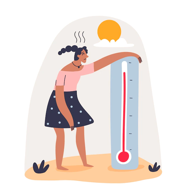 Free Vector | Flat summer heat illustration with woman and thermometer