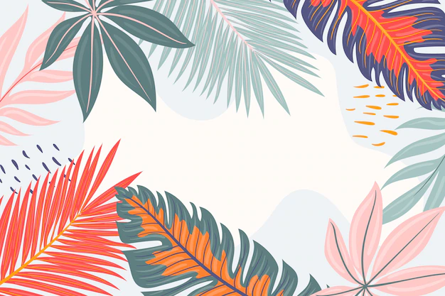 Free Vector | Flat tropical summer background with leaves