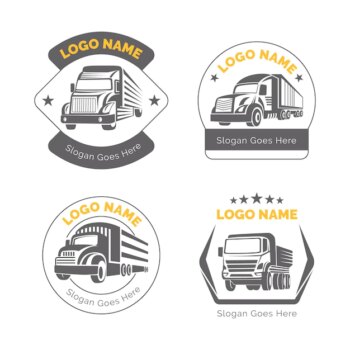 Free Vector | Flat truck logo collection