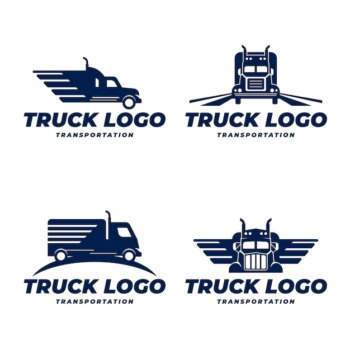 Free Vector | Flat truck logo template collection