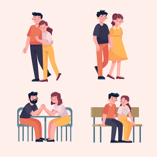 Free Vector | Flat valentine's day couple collection