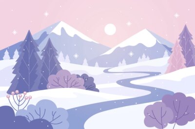 Free Vector | Flat winter landscape