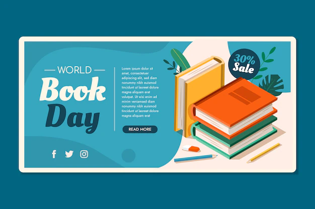 Free Vector | Flat world book day horizontal banner