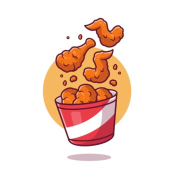 Free Vector | Flying fried chicken with bucket cartoon