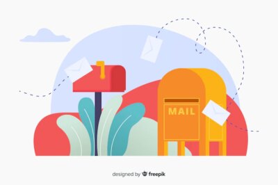 Free Vector | Flying letters with mailbox landing page