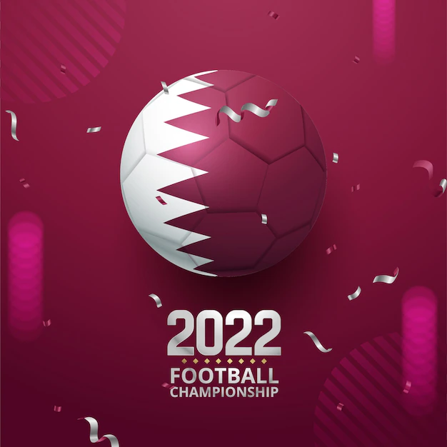 Free Vector | Football ball with the national flag of qatar