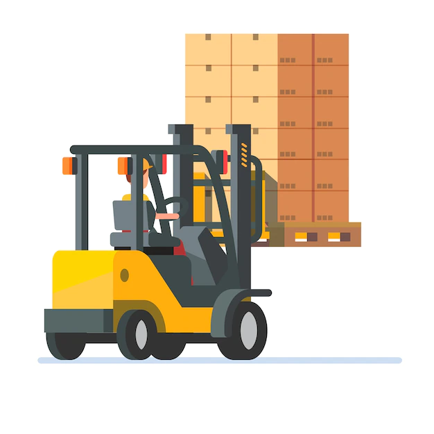 Free Vector | Forklift truck carrying a stacked boxes pallet
