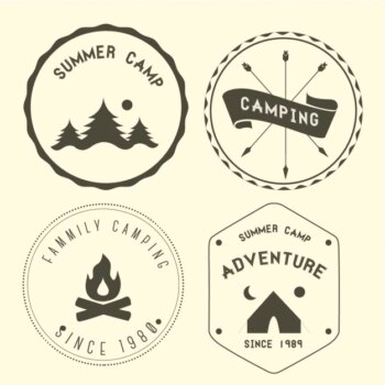 Free Vector | Four camping badges