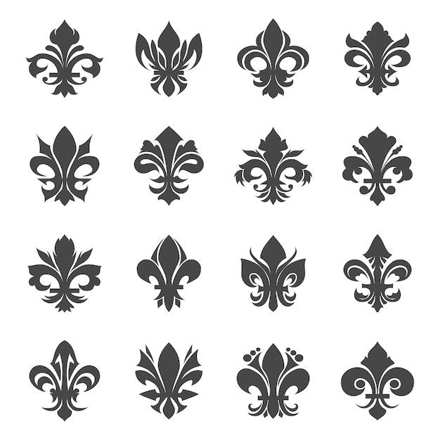 Free Vector | French royal lily flowers. heraldry floral decoration silhouette, vector illustration