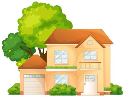 Free Vector | Front of a house with many tree  illustration isolated