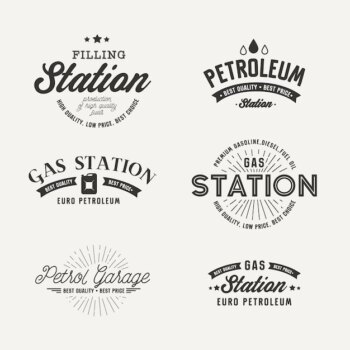 Free Vector | Gas station label set on the gray background