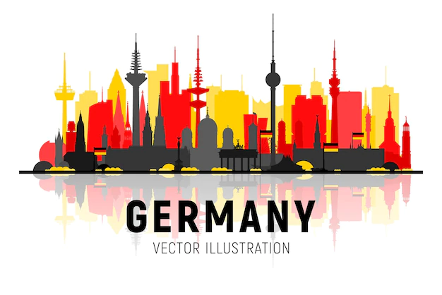 Free Vector | Germany cities skyline silhouette vector illustration on white background business travel and tourism concept with famous german landmarks image for presentation banner web site