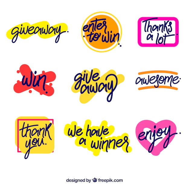 Free Vector | Giveaway lettering collection for contests