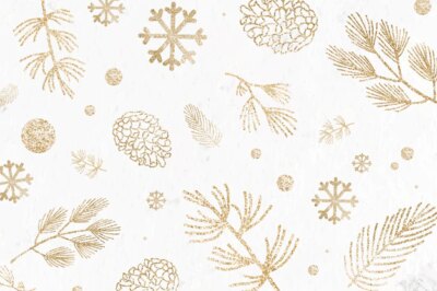 Free Vector | Glittery pine branch and conifer cone background