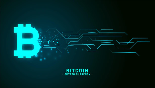Free Vector | Glowing neon style bitcoin background with circuit lines