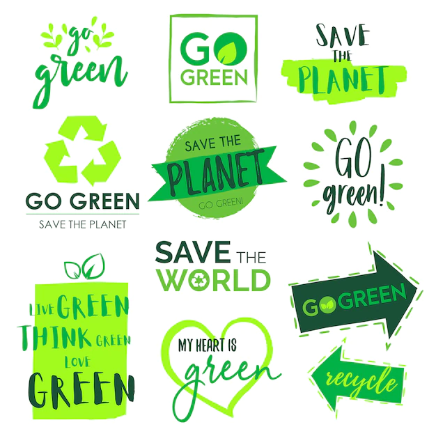 Free Vector | Go green and save the planet badge collection