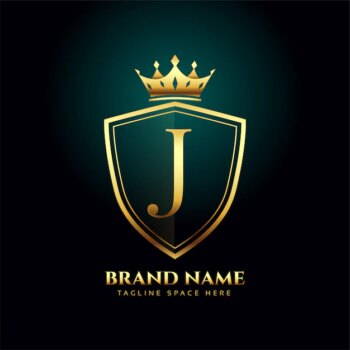 Free Vector | Golden letter j monogram crown logo concept