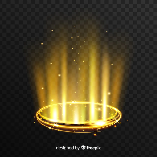 Free Vector | Golden light portal effect with transparent background