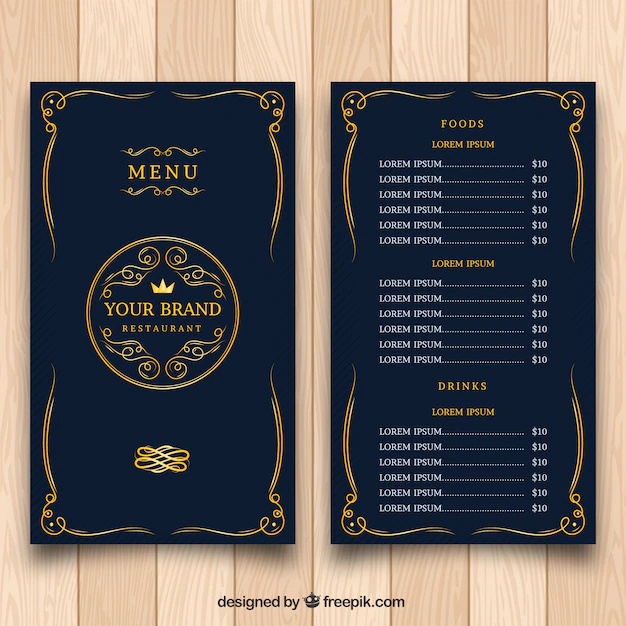 Free Vector | Golden menu template with baroque style